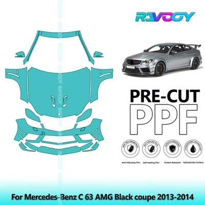 Kit de protección de pintura precortada PPF para Mercedes-Benz C 63 AMG cupé negro 2013-2014 Foto 1 de 4