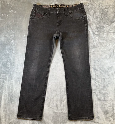 Pantalones de mezclilla desteñidos elásticos rectos Ryker negros 36 (36x28) Rock Revival para hombre Foto 1 de 4