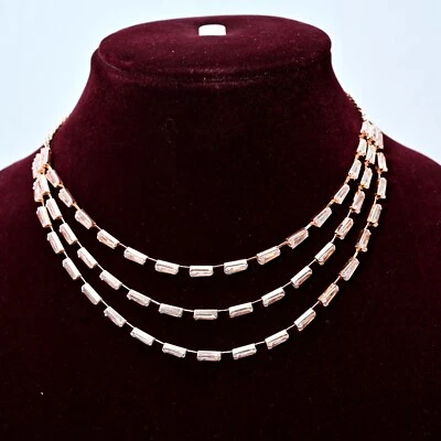 Collar con pendientes en capas de circonitas cúbicas de oro rosa ZAVERI PEARLS Foto 1 de 4