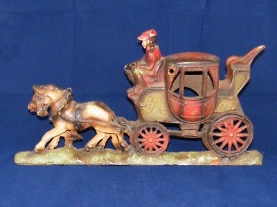 TOPE DE PUERTA DE HIERRO FUNDIDO OXFORD A LONDRES CORREO REAL CABALLO Y DILIGENCIA 20" DE LARGO Foto 1 de 4