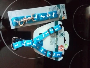 BLUE BONE Dog Leash & Harness (Adjustable) - Size M - NEW !! SUPER FAST SHIPPING - Picture 1 of 1