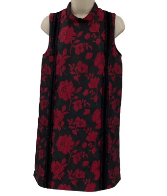 Платье French Connection 4 S Fast Betty парча ложный вырез сменное красное черное парча - Изображение 1 из 4