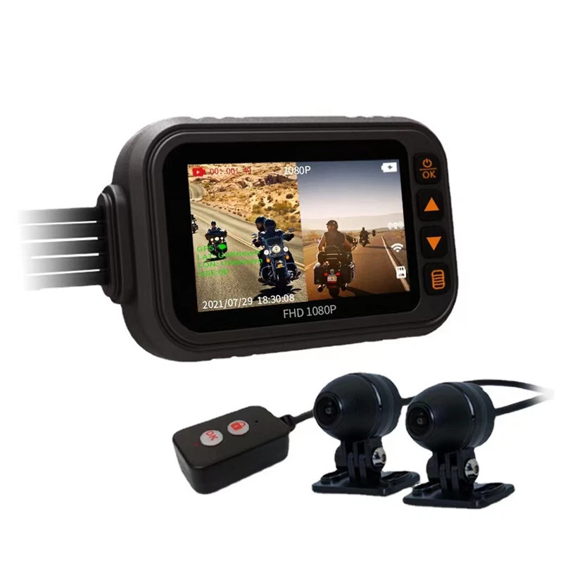 3" 1080P Screen Waterproof Motorcycle Dash Cam Camera Dual Lens Driving Recorder - Imagem 1 de 4