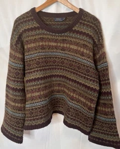 Maglione Polo Ralph Lauren vintage XL donna Fair Isle maglione girocollo Cabincore - Foto 1 di 10