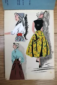 Two 1950's German Fashion Sketchbooks. Inks & Watercolour - Picture 1 of 9