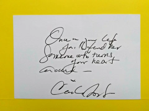 CAROLE BAYER SAGER Signed Lyric's " Arthurs Theme " 1982 Oscar Win 4X6 card Cover