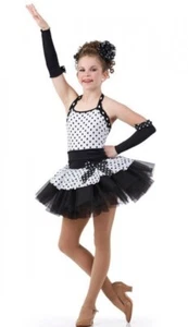 Broadway Baby BLACK Polka Dot Child X-Large New Dance Tap Costume Ballet Tutu - Picture 1 of 4