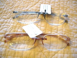 Men's Reading Glasses Rimless 1.00 ~ 4.00 High Strength Women's Readers R1562 - Picture 1 of 9
