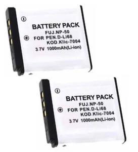 2x D-Li68, D-L168, 39635, Batteries for Pentax Optio S10, S12, Q BLACK, Q WHITE, - Picture 1 of 1