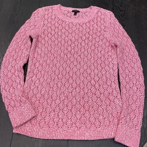 Talbots Sweater Womens PXS Light Pink Cotton Tassel Tie Open Knit - Picture 1 of 7