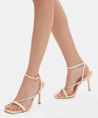 Coach $225 Kali Leather Sandal Stiletto Strappy Heel Ivory 9.5 B Square Toe - Image 1 of 4