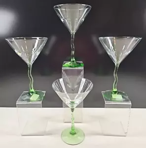 Juego de 4 vasos de Martini Libbey Courbe en zig zag vajilla verde ondulada bar lote para beber - Imagen 1 de 24