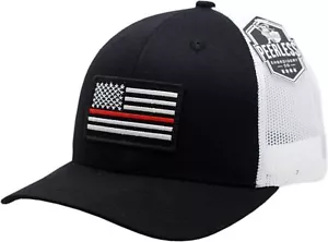 American Flag Red Line Snapback Trucker Mesh Black/White - Picture 1 of 3