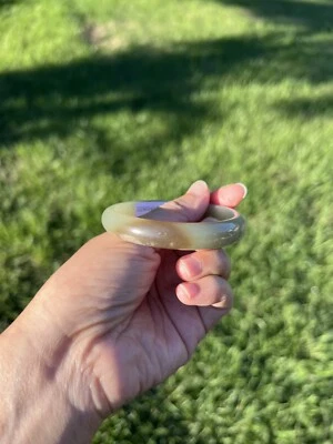 Precioso Brazalete Brazalete Cremoso Genuino Nefrita Jade 55.2mm B184 Foto 1 de 4