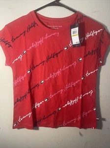 T-shirt ragazze Tommy Hilfiger stampa corsivo rosso medio (8/10) - Foto 1 di 3