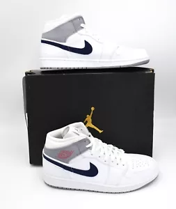 NEW AIR JORDAN 1 MID MEN'S SHOES SIZE 12 "PARIS" WHITE DR8038 100 NIKE SNEAKERS - Picture 1 of 6
