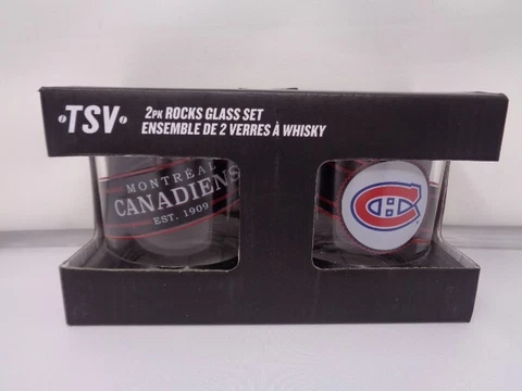 2-Pack New NHL Rock Whiskey Glass Set Montreal Canadiens Cover