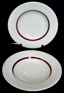 Vintage Shenango Suppenschüsseln Restaurant Geschirr Lorbeerblatt flacher Rand Paar - Bild 1 von 4