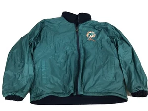 Vintage Dolphins Pro Player Reversible Sweater Jacket Coat Green Blue Fleece L - Picture 1 of 8