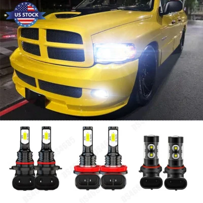 For 2009-2017 Dodge Ram 1500 6X LED Headlight + Fog Light Bulbs Combo Kit 6000K - Image 1 of 4