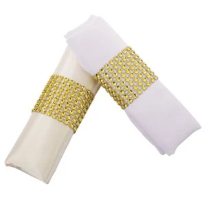 Lot of 100 Carlie Napkin Ring wraps GOLD Rhinestone Adornment For Wedding Party - Picture 1 of 5