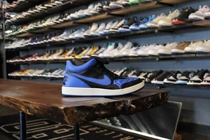 SALE NEW NIKE NSW TIEMPO 94 MID QS BLACK ROYAL BLUE IVORY SZ 10 641147 041 - Picture 1 of 5