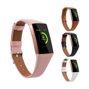 Replacement Leather Wristband Strap Band For Fitbit Charge 3 Watch - Picture 1 of 14