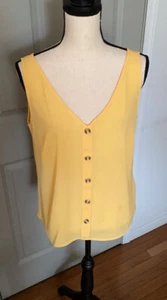Vero Moda Sasha Sleeveless Button Top Size Large 10-12 in Banana Cream Yellow - Picture 1 of 4
