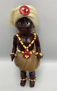 Vintage PML Black Zulu Ethnic Doll Hard Plastic Made In South Africa 16cm - Picture 1 of 12