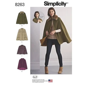 CAPAS Y CAPELETS SIMPLICITY 8263 FALTAN Patrón de costura Tamaños XS - XL (6-24) - Imagen 1 de 4