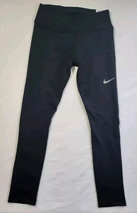 Nike Pants Women's Xs Black Run Fast Mid Rise Cropped Leggings Mesh - Picture 1 of 7
