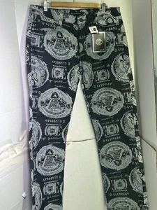 Young Rich and Famous Jeans 36 x 32 Wide Leg BSGGY DOLLAR Graphic Print Neu - Bild 1 von 10
