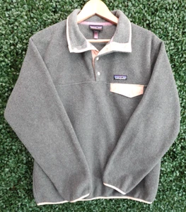 Patagonia Synchilla Snap-T Fleece Pullover Sweater Gray Peach Women’s Size Large - Picture 1 of 9