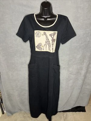 Vintage Nina Piccalino Made In USA Size 10P Black Cotton Art To Wear Maxi Dress - Image 1 of 4