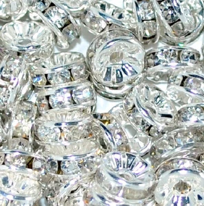 Cuentas espaciadoras Rondelle de diamantes de imitación de vidrio transparente de 6, 8, 10 mm - Imagen 1 de 2