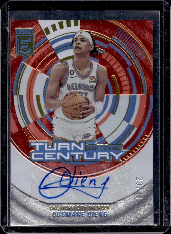 2023-24 Donruss Elite Ousmane Dieng Turn of the Century Red Auto #23/49 - Image 1 of 2