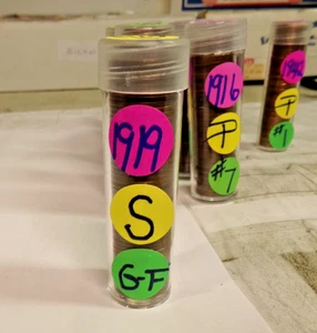 1919 S Wheat Cent Penny Circulated Roll Of 50 Coins - Picture 1 of 4