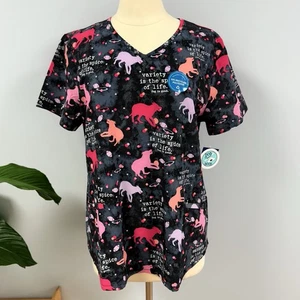 NWT Cherokee Dog Is Good Black Scrub Top XL Spice Of Life Pink Dogs Scrubs Vet - Picture 1 of 11