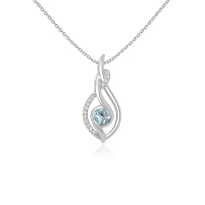 Collar Colgante Nudo Infinito Aguamarina Natural para Mujer (Plata, Oro Vermeil) Foto 1 de 4