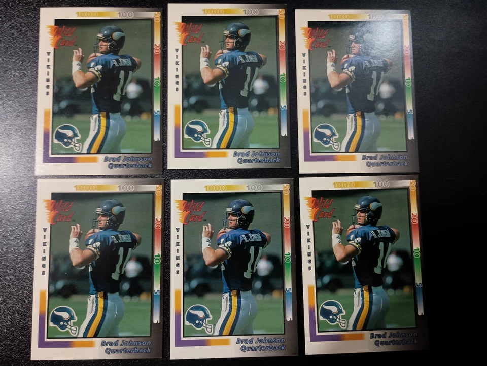1992 Brad Johnson Wild Card #427 Rookie Minnesota Vikings Lot Of 6 Free Shipping - Image 1 of 4