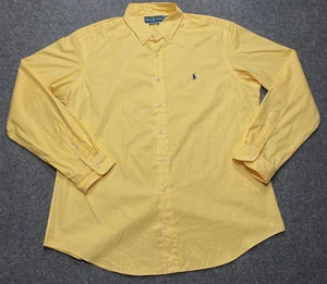 Ralph Lauren Shirt Mens XL Yellow Stripe Custom Fit Button Down Long Sleeve - Picture 1 of 9
