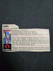 Tarjeta de archivo Gi Joe Cobra The Enemy 1982 1983 - Imagen 1 de 2
