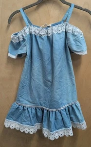 Girls Self Esteem Fairy Cottage Core Tunic Denium Lace With Flower Headband - Picture 1 of 10