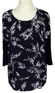 J. JILL WEAREVER COLLECTION DAMEN BLUMENMUSTER GEWEBTES STRICKOBERTEIL 3/4-ÄRMEL GRÖSSE M GEBRAUCHT, IN EINWANDFREIEM ZUSTAND - Bild 1 von 3
