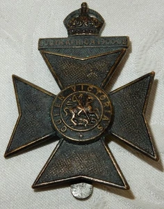 9th COUNTY OF LONDON BATTALION (QUEEN VICTORIA'S) MILITARY CAP BADGE - GENUINE - Picture 1 of 2