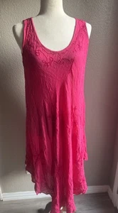Abito da spiaggia vintage copricostume da bagno ricamato hippie boho rosa medio grande XL - Foto 1 di 5