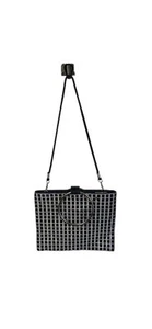 Nina Clutch Cocktail Purse Blue Beaded Metal Circle Handles Removable Crossbody - Picture 1 of 22
