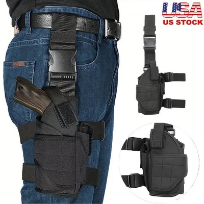 GOCKOUTSPORT Tactical Adjustable Pistol Gun Drop Leg Thigh Holster with Mag Pouch Right Hand