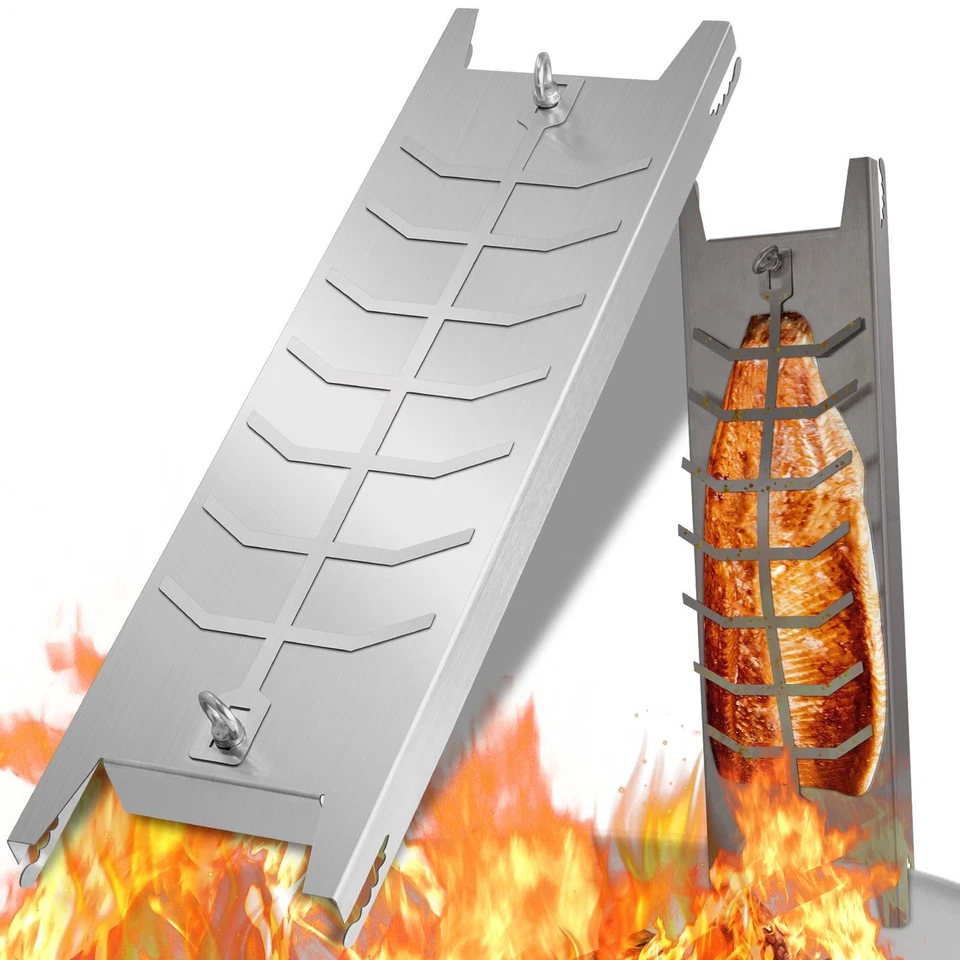 Flammlachsbrett set Edelstahl Buche Feuerschale Flammlachsbretter Lachsbrett - Bild 1 von 4