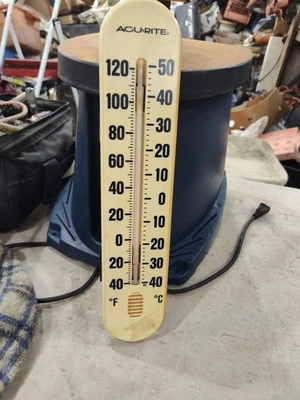 AcuRiite 16” Yellow Plastic Thermometer INDOOR/OUTDOOR USED - Image 1 of 4